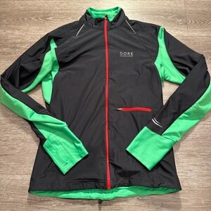 Gore Running Wear‎ Jacket Women Large Black Green Polyester Windstopper Gorpcore
